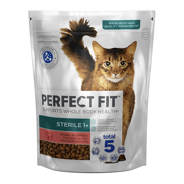 Perfect Fit Sterile Sausā barība kaķiem ar liellopu 750g